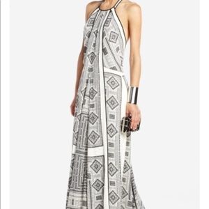 Bcbg maxi dress halter black and white